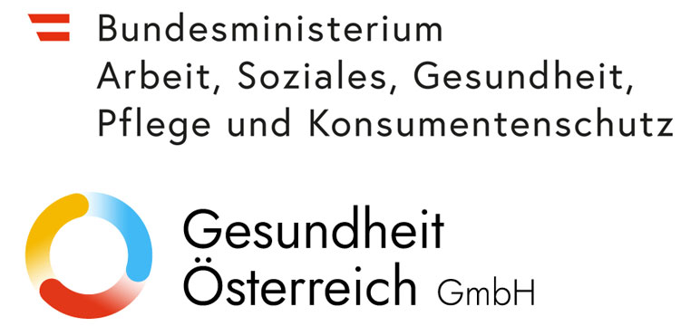 Logo Bundesministerium Arbeit Soziales Gesundheit Pflege und Konsumentenschutz und Logo Gesundheit Österreich GmbH